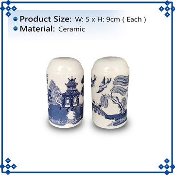 Blue Willow Ceramic Salt & Pepper Shakers Pots