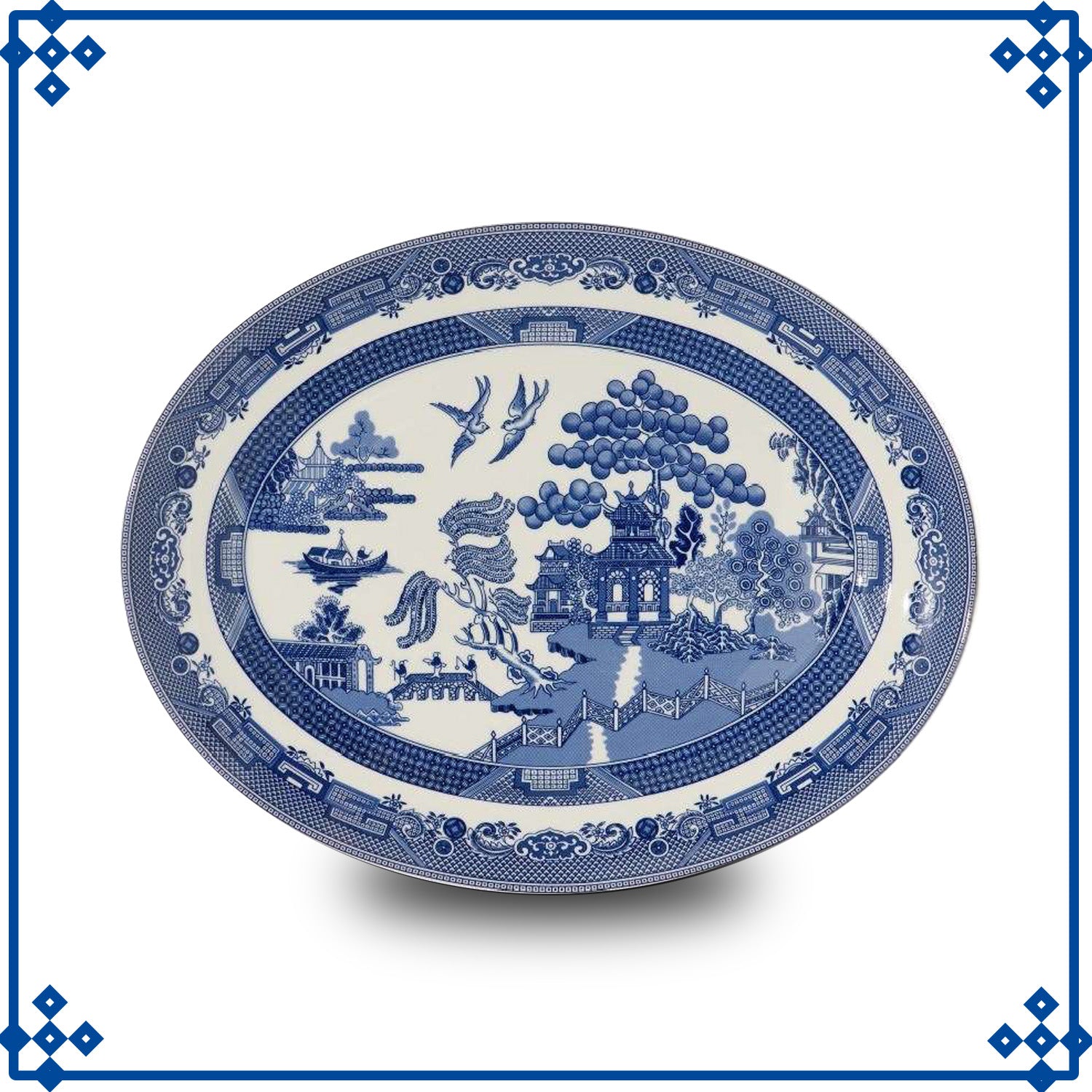 Ceramic Blue Willow 35 cm Oval Serving Dish Platter