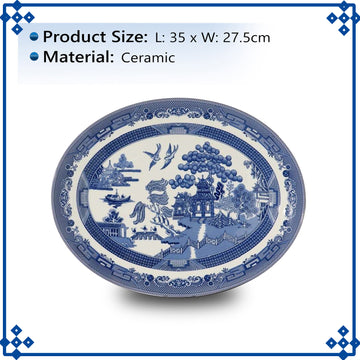 Ceramic Blue Willow 35 cm Oval Serving Dish Platter