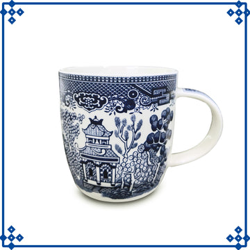 6-Serving Set Ceramic Blue Willow Mug Teapot