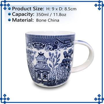 Ceramic Blue Willow 340ml Oriental Barrel Mug