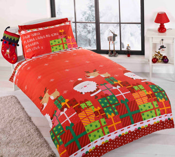 Dear Santa Duvet Cover Set Red Single