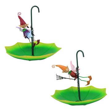 2Pc Violet Metal Alfie Pixie Umbrella Hanging Bird Feeder