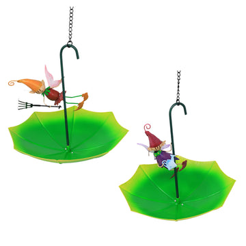 2Pc Violet Metal Alfie Pixie Umbrella Hanging Bird Feeder