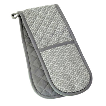 Diamond Double Oven Gloves 100% Cotton, Grey