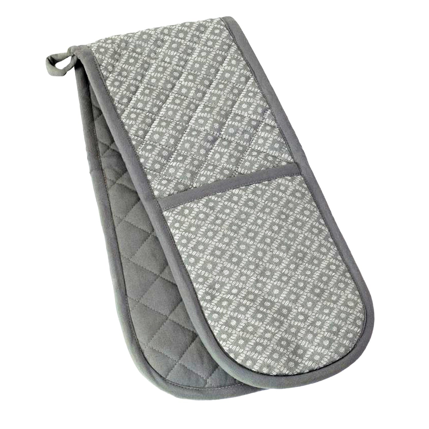 Diamond Double Oven Gloves 100% Cotton, Grey