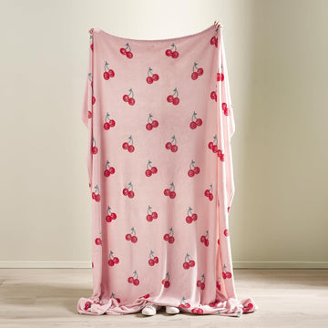 Catherine Lansfield Disco Cherries Throw, 200x240cm - Pink