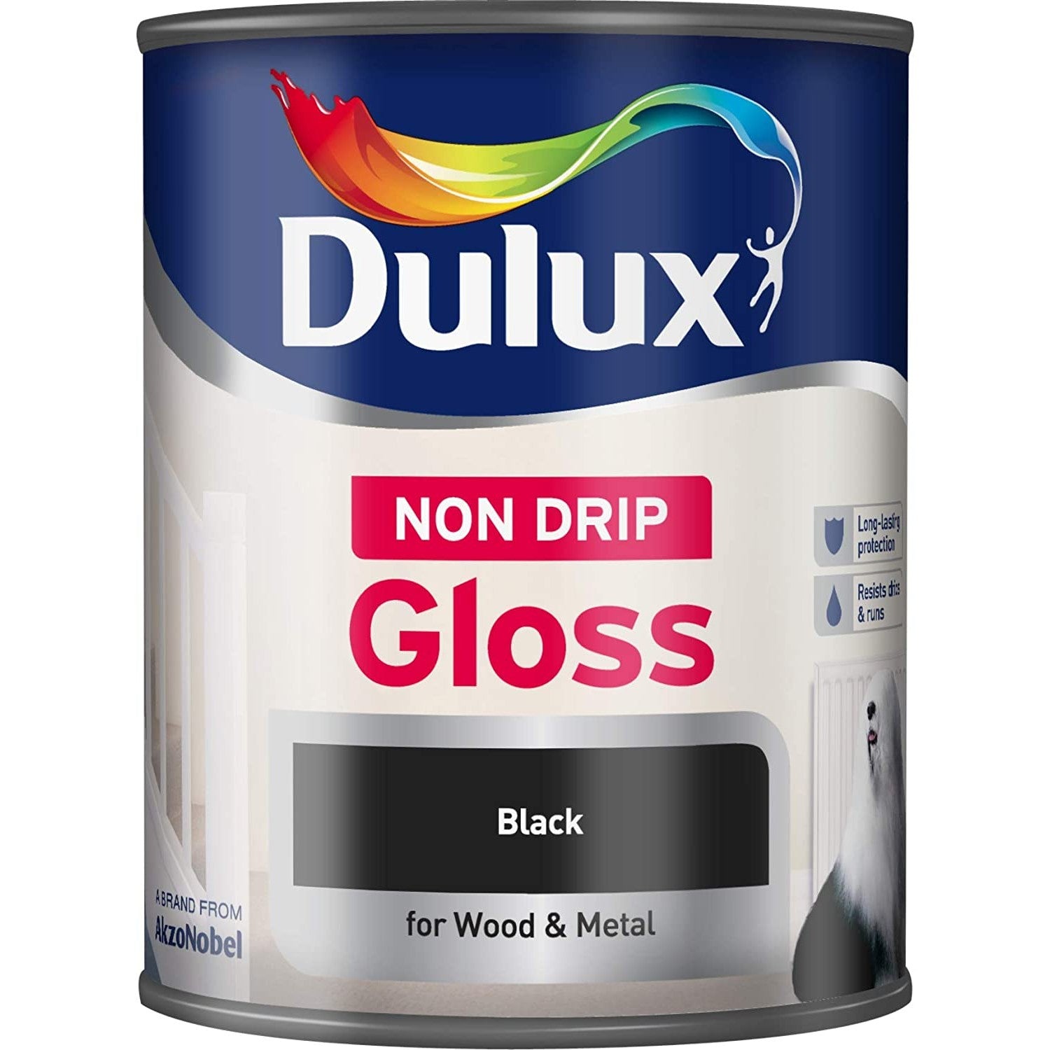 Dulux 750ml Non-Drip Gloss Black For Wood & Metal Paint