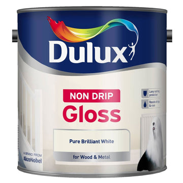 Dulux 2.5L Non-Drip Gloss Pure Brilliant White For Wood & Metal Paint