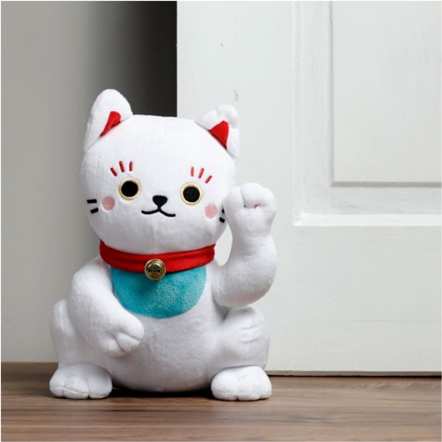 Lucky Cat Door Stopper Maneki Neko White Weighted Novelty Animal Shaped
