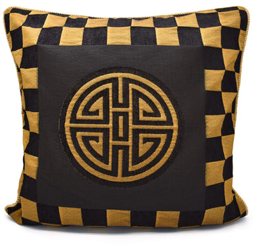 Jacquard Geometric Large Filled Cushion 63x63cm - Black & Gold