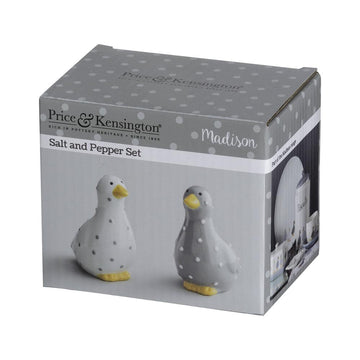 Set of 2 Madison Duck Shape Hand Painted Salt & Pepper Pots