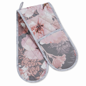 Catherine Lansfield Dramatic Floral Double Oven Gloves, Grey