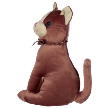 31cm Brown Cat With Ribbon Animal Door Stop