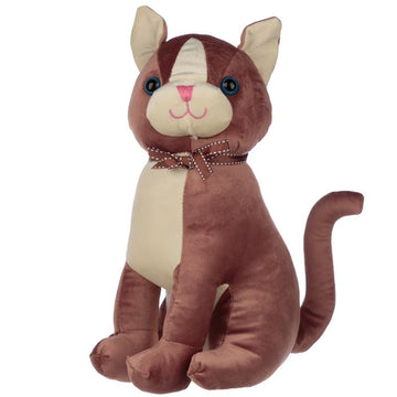 31cm Brown Cat With Ribbon Animal Door Stop