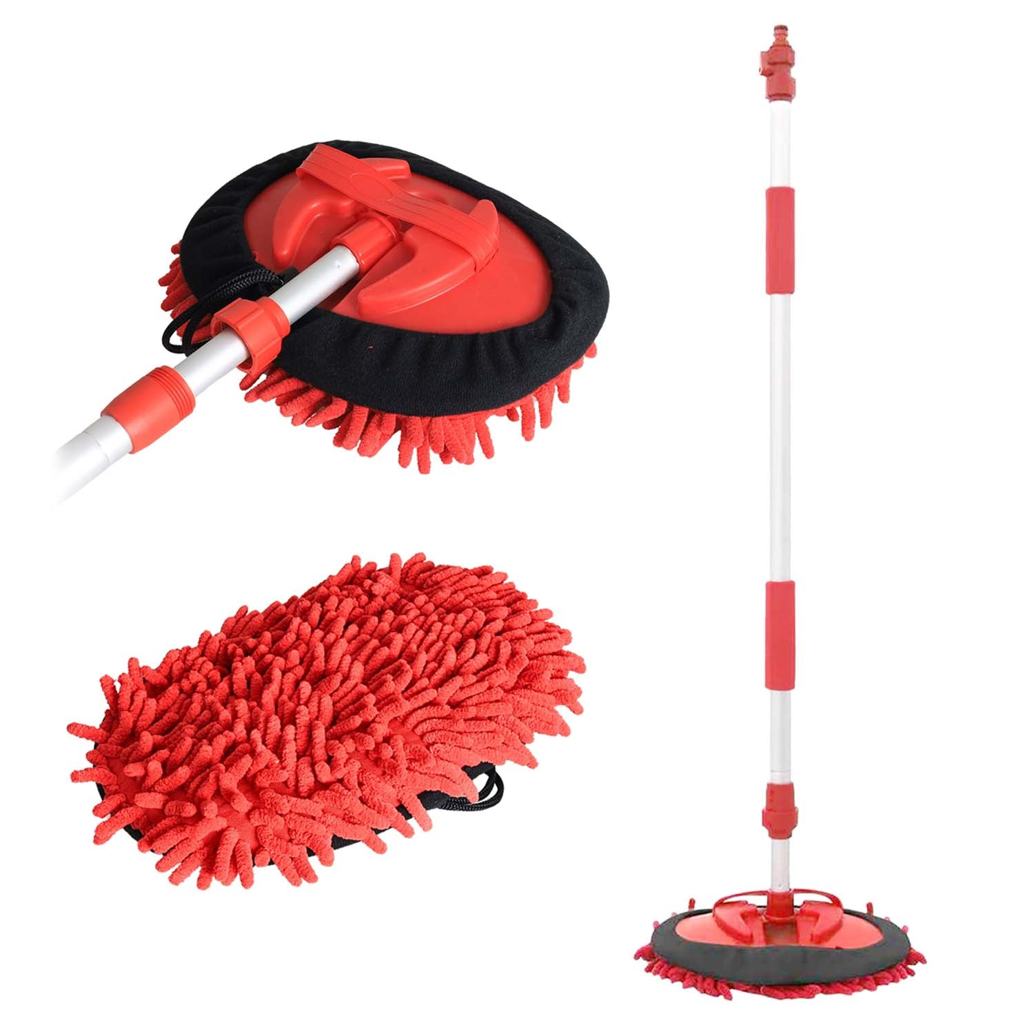 2-in-1 Car Wash Mop & Mitt - Microfiber - Extendable