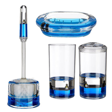 Set Of 4 Acrylic Floating Penguins Bathroom Accessory