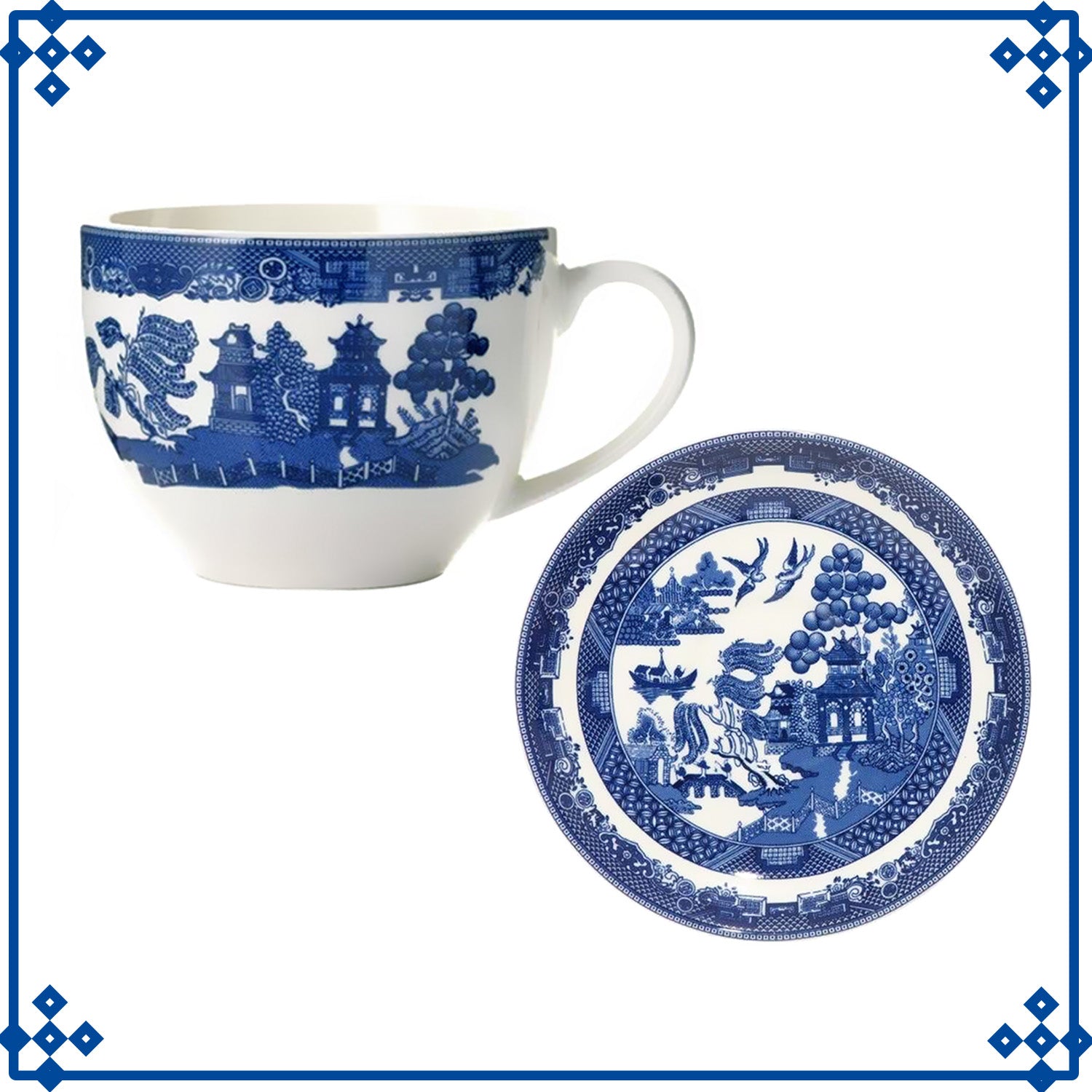 Blue Willow Sheraton 200ml Teacup & 15cm Saucer