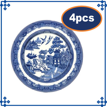 4-Set Ceramic Blue Willow 19cm Plate Tableware
