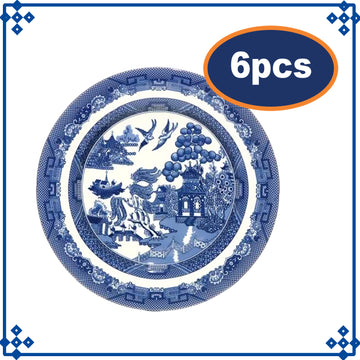 6-Set Ceramic Blue Willow 19cm Plate Tableware