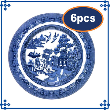 6-Set Ceramic Blue Willow 27cm Dinner Plate