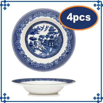 4pcs Blue Willow 22cm Soup Plate Salad Dish