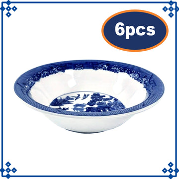 6-Set Ceramic Blue Willow 24 cm Salad Bowl