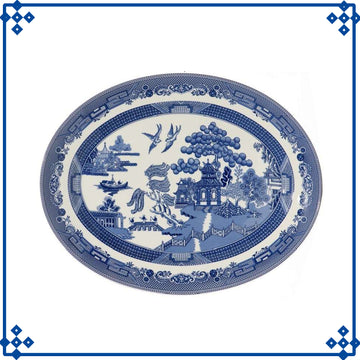 4-Set Ceramic Blue Willow 35cm Oval Platter