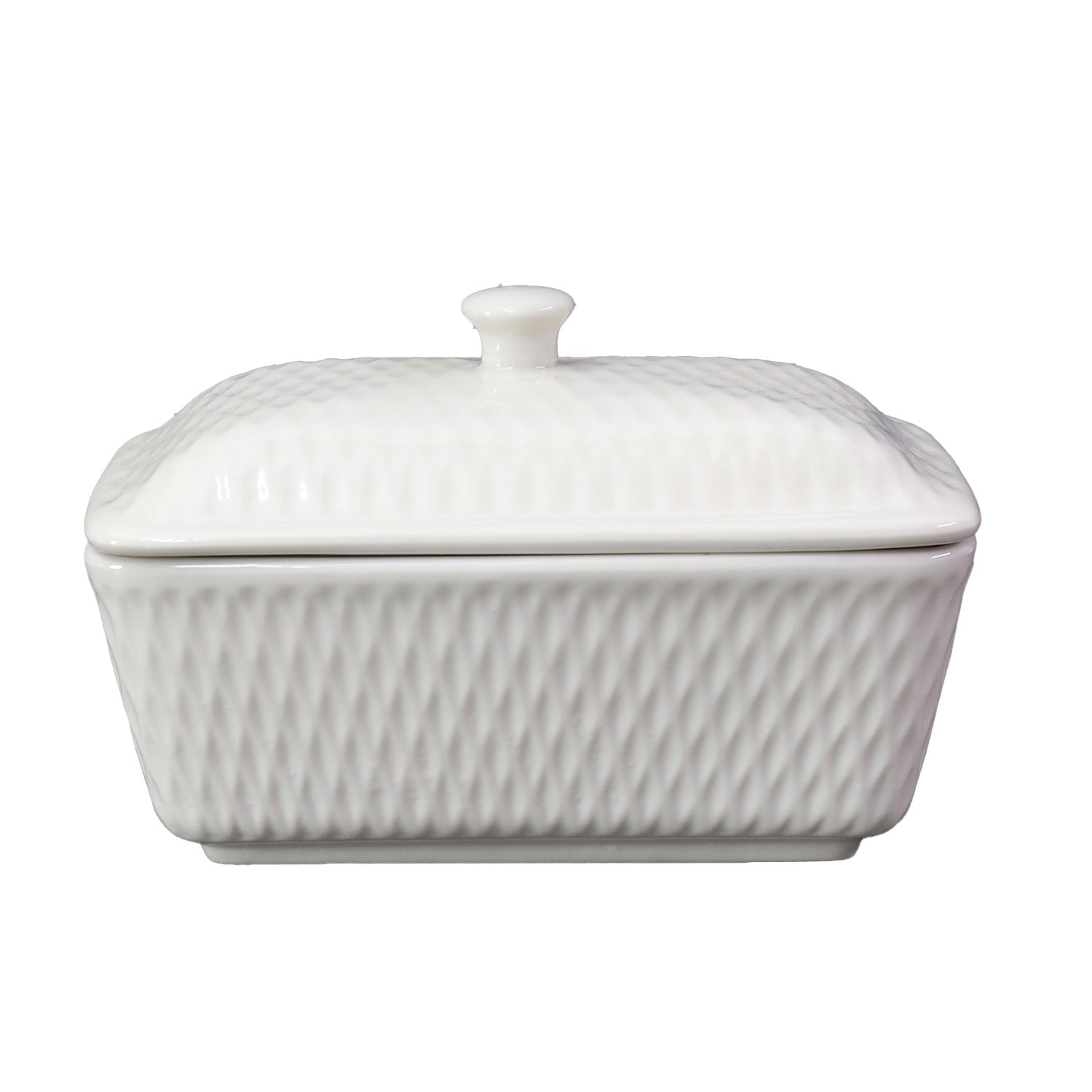 Jewel White Ceramic Butter Dish With Lid