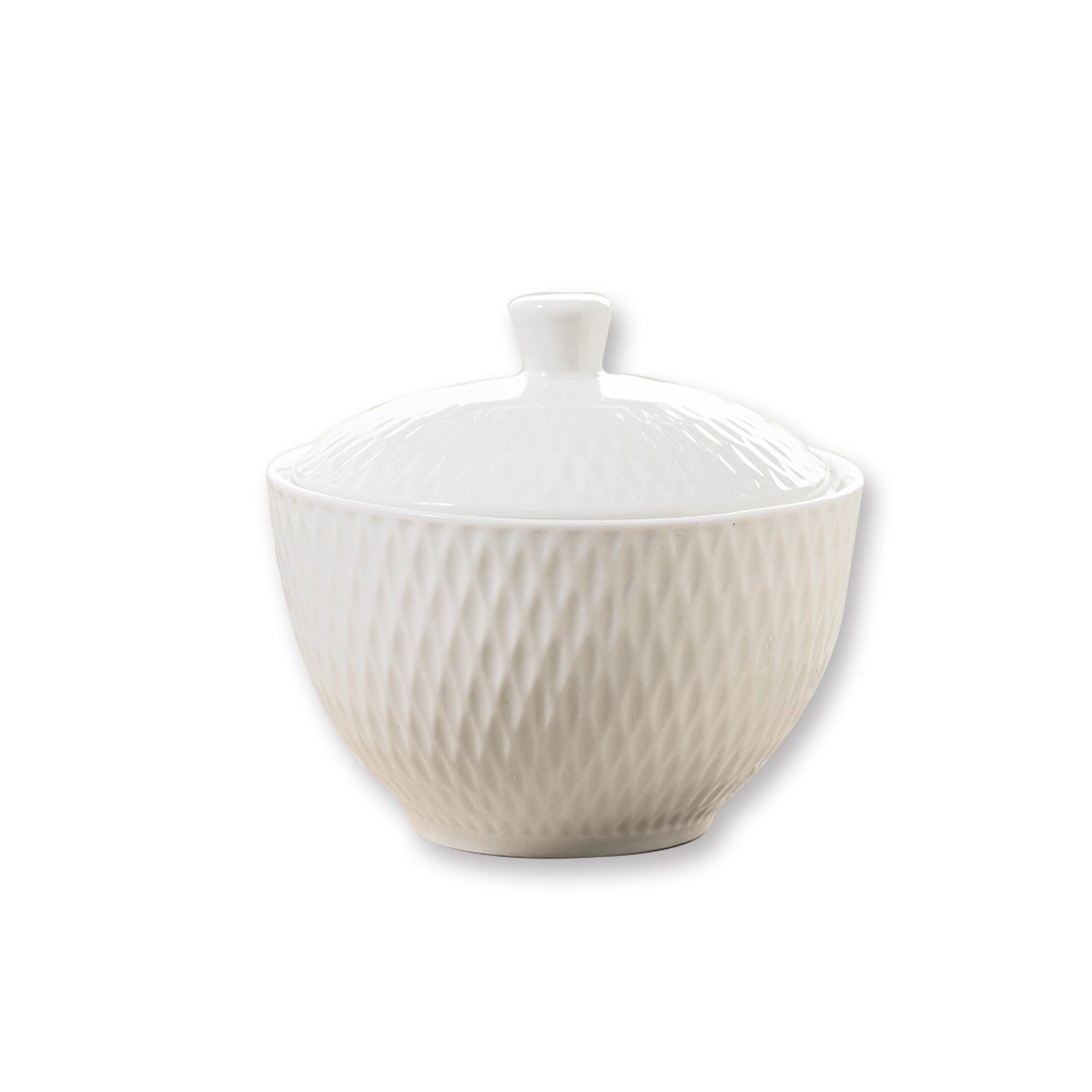 Jewel White Ceramic Sugar Bowl With Lid