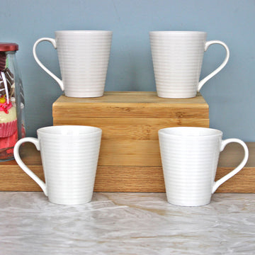 Set of 4 Solar White Ceramic Mugs - 250ml