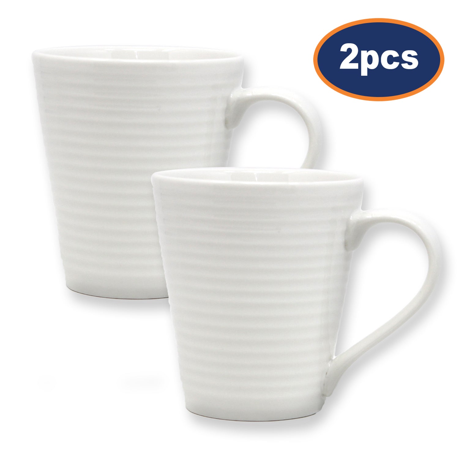 Set of 2 Solar White Ceramic Mugs - 250ml