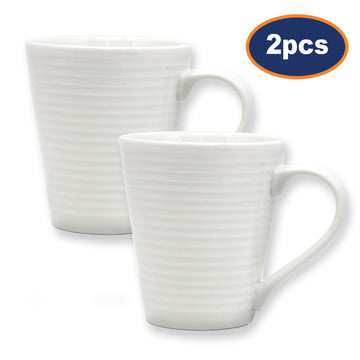 Set of 2 Solar White Ceramic Mugs - 250ml