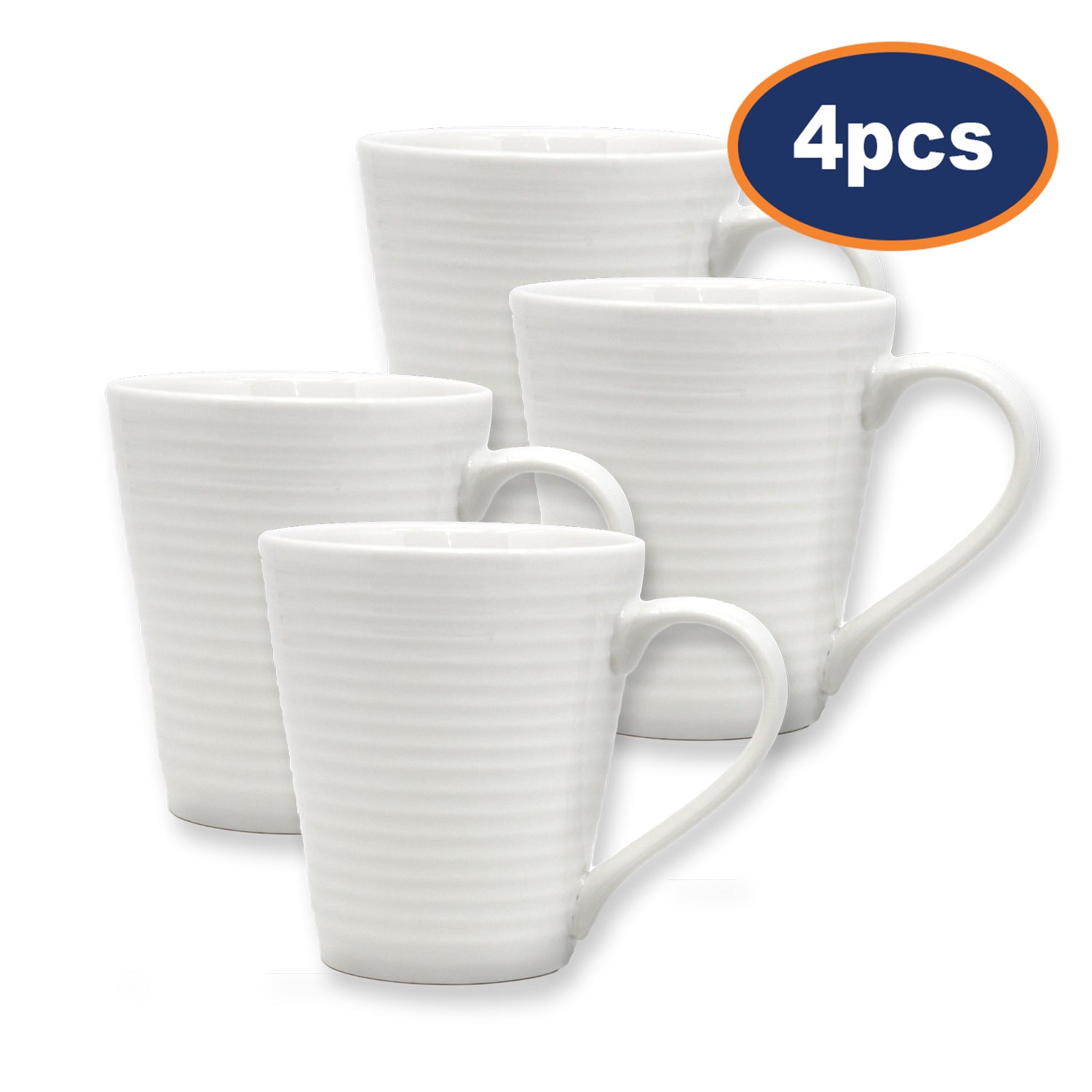 Set of 4 Solar White Ceramic Mugs - 250ml
