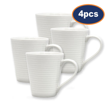 Set of 4 Solar White Ceramic Mugs - 250ml