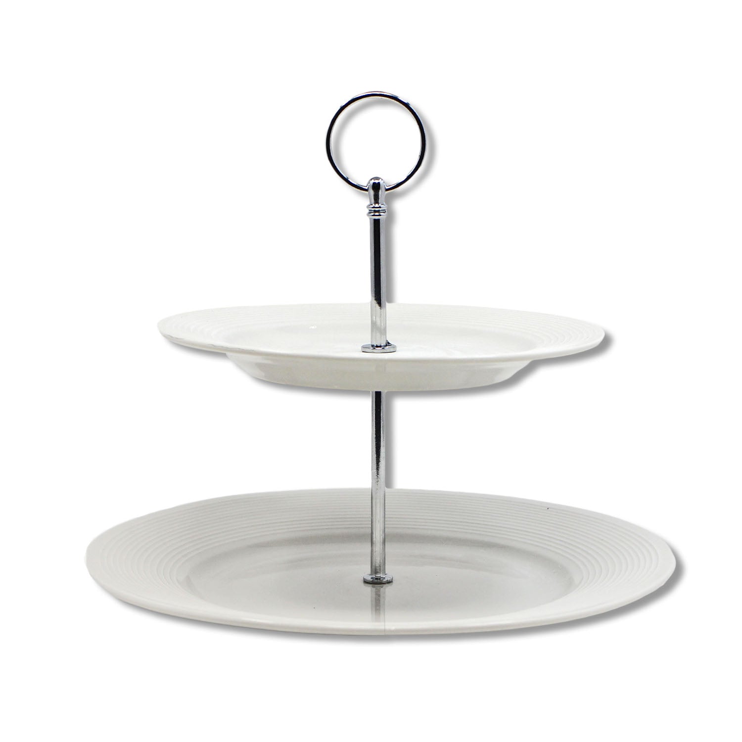 White 2-Tier Ridges Cake Stand for Desserts