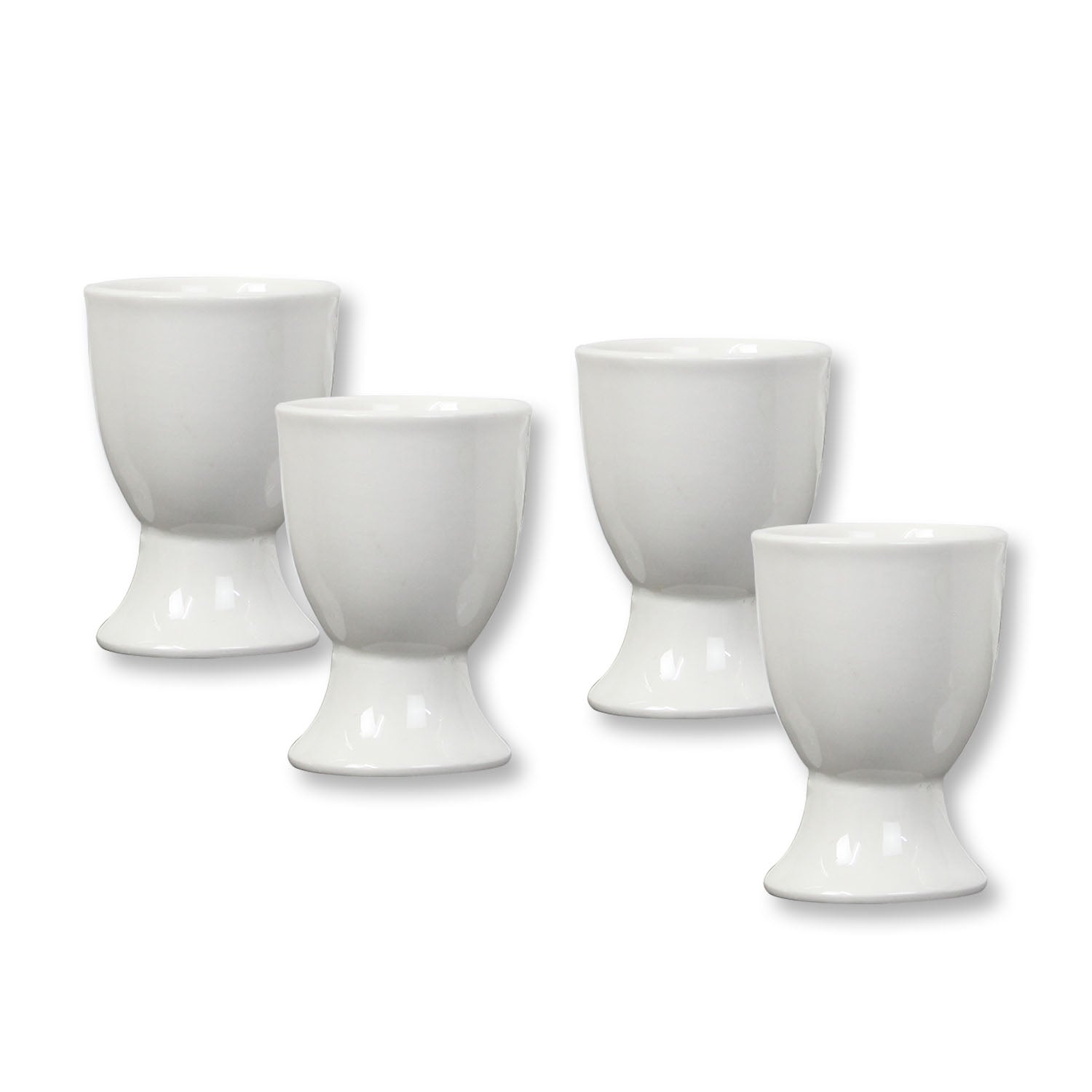 4pc Glossy White Ceramic Egg Cup Set