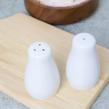 Salt & Pepper Shaker Porcelain Pots Set Of 2 White