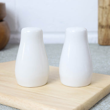 Salt & Pepper Shaker Porcelain Pots Set Of 2 White