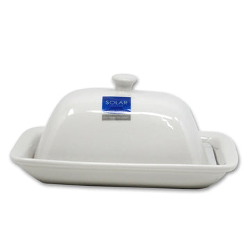 24cm Ceramic White Butter Dish