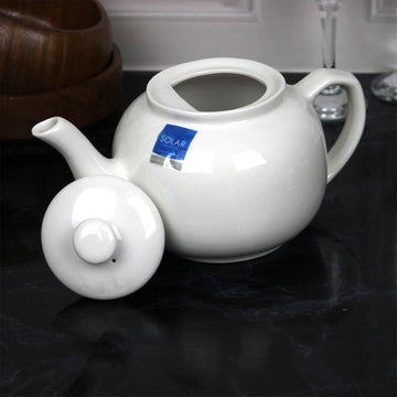 Minimalist Glossy White Ceramic Teapot - 1.1L