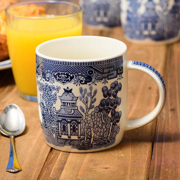 Ceramic Blue Willow 350ml Oriental Barrel Mug