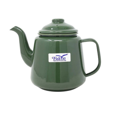 3pc Green Enamel Steel White Rim Teapot & Mug Set