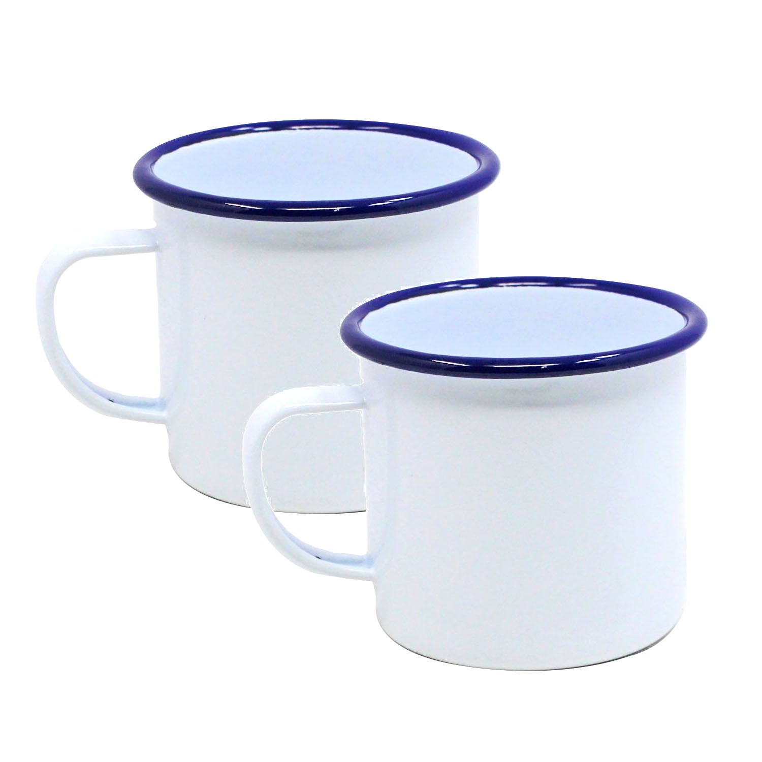 2pcs Falcon White Blue Rim 500ml Enamel Mugs