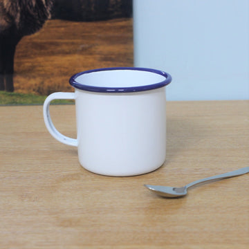 6pcs Falcon White Blue Rim 500ml Enamel Mugs