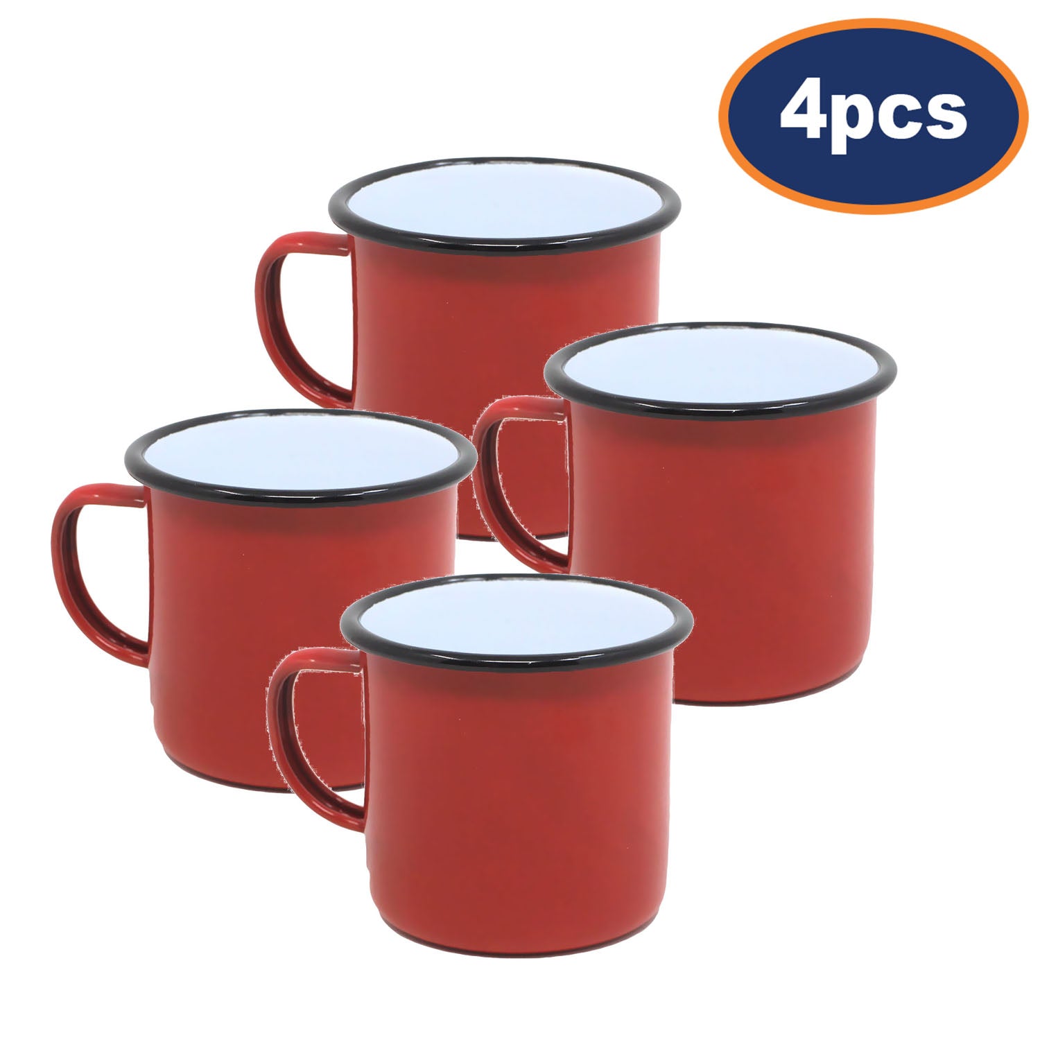 4pcs Falcon Red Black Rim 500ml Enamel Mugs