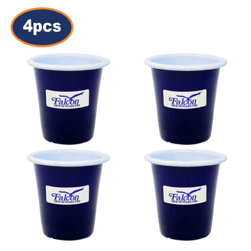 4Pcs 8cm Blue Enamel Tumblers with White Rim