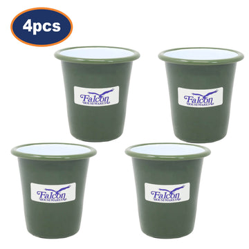 4Pcs 8cm Green Enamel Tumblers with Green Moss Rim