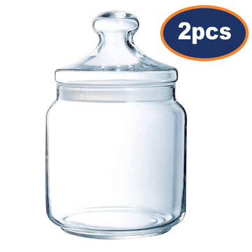 2pcs 1.5L Big Tempered Potclub Glass Jar with Lid