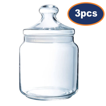 3pcs 1.5L Big Tempered Potclub Glass Jar with Lid